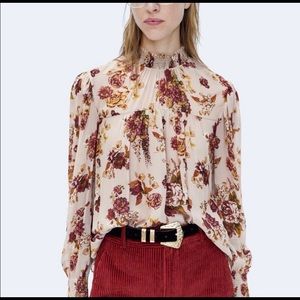 ZARA Woman Floral Layered Smock Top